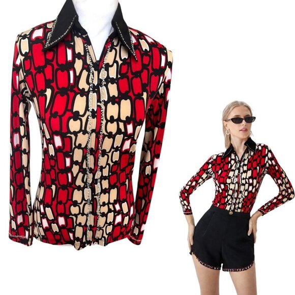 VINTAGE Y2K RARE EQUESTRIAN HOBBY HORSE WESTERN RETRO RHINESTONE TOP XSMALL #7 - Picture 2 of 4